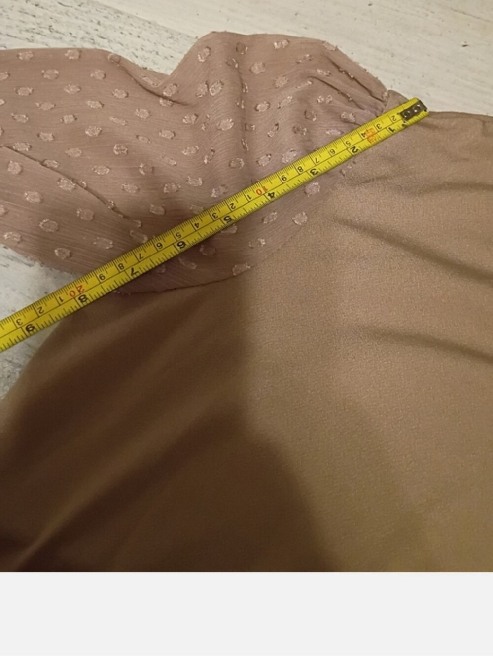Adrianna Papell Tan Blouse with Sheer Sleeves - Picture 5 of 7